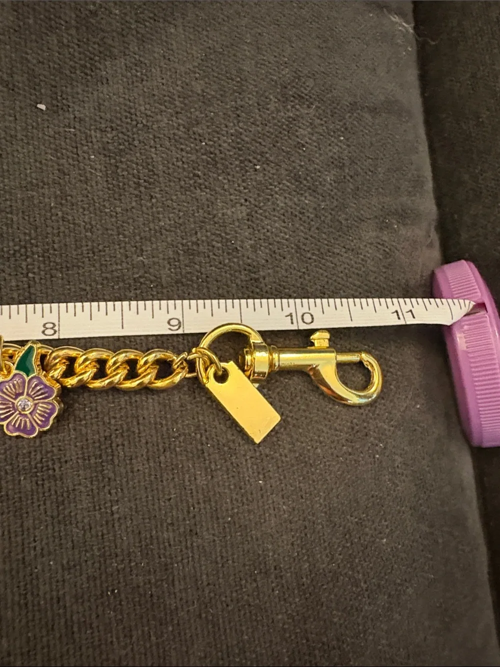 Gold-Tone Enamel Charm Bracelet Keychain with Multicolor Accents